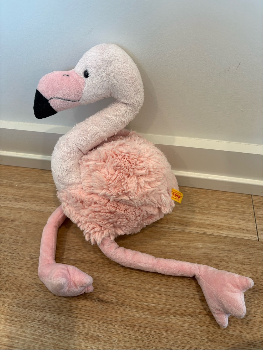 Steiff RARE Pink Plush Flamingo Black Beek Stuffed Stuffie Animal